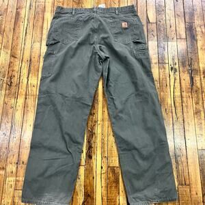 men's Carhartt loose fit 40x33 olive army green straight leg twill pants